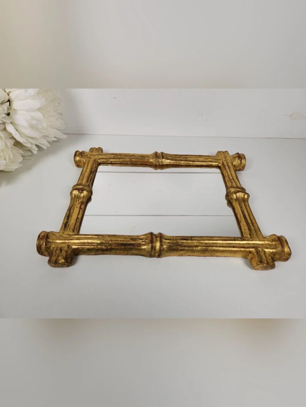 Vintage Florentia Italy Gold Faux Bamboo Wall Mirror 11